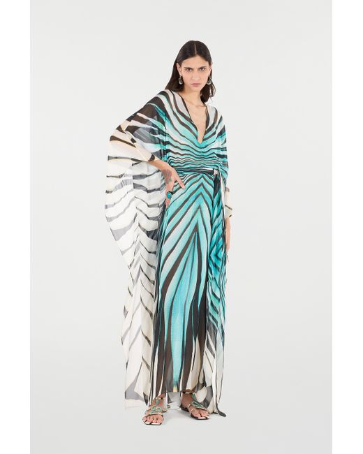 Roberto Cavalli Green Ray Of Sea Print Kaftan