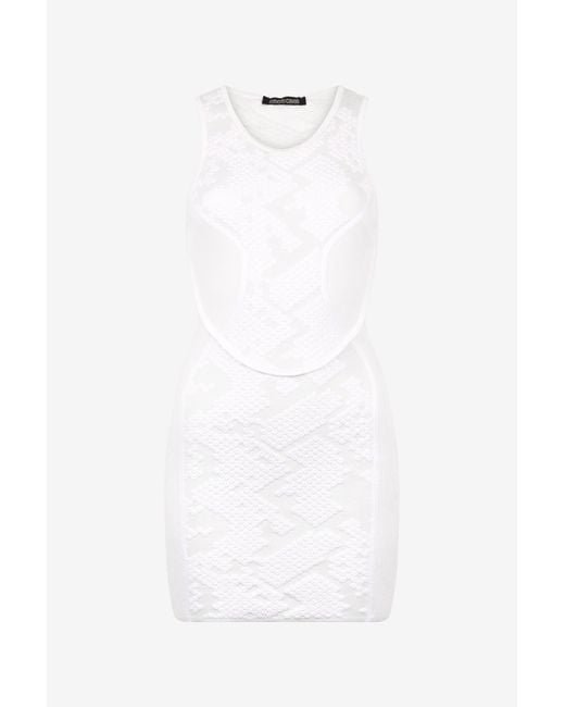 Roberto Cavalli White Dress With Wall Print