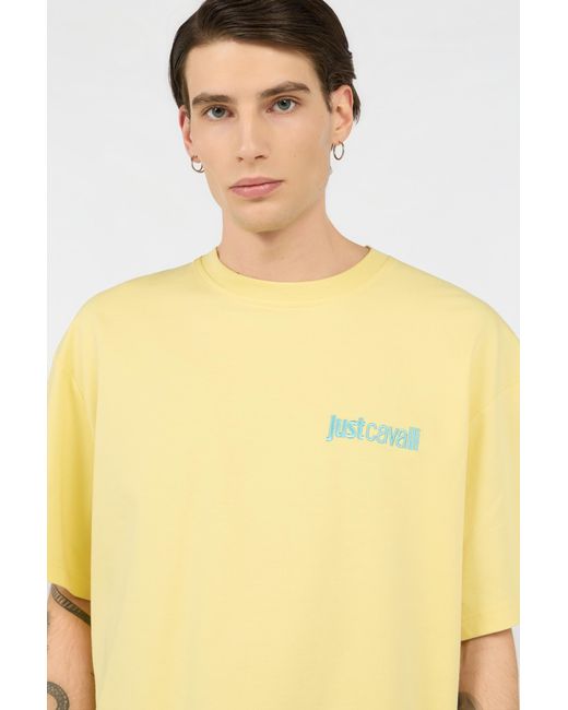 Roberto Cavalli Yellow T-Shirt With Logo for men