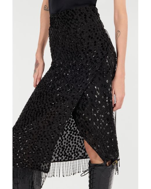 Roberto Cavalli Black Skirt With Beaded Hem