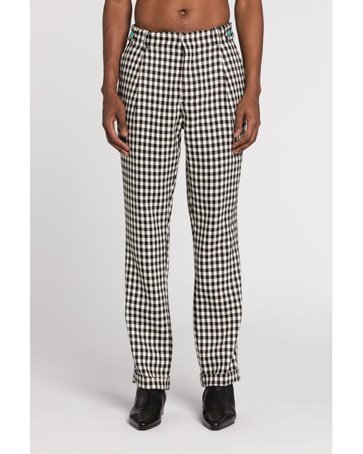 Roberto Cavalli Gray Gingham Straight-Leg Tailored Trousers for men