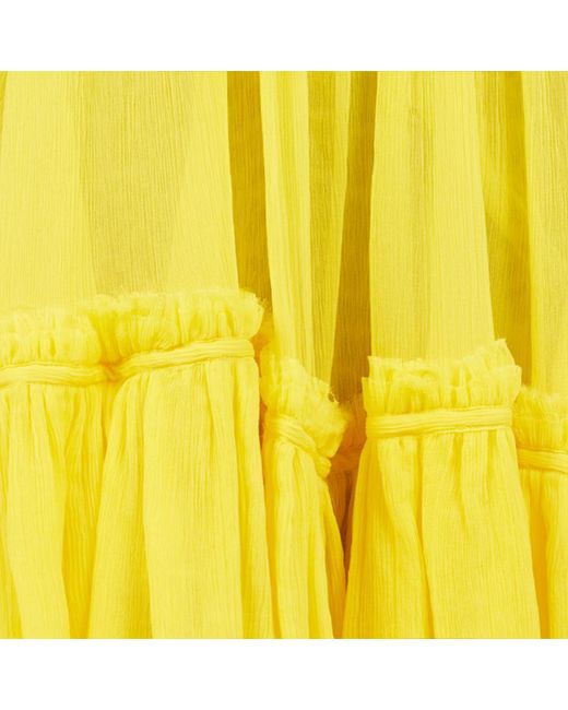 Roberto Cavalli Yellow Chiffon Dress With Lace Detail
