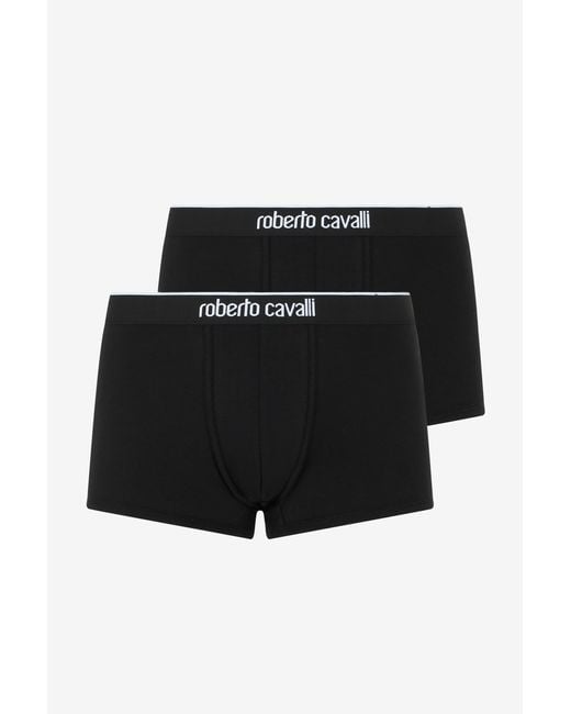 Roberto Cavalli Black Cotton Boxer Shorts Bi-Pack for men