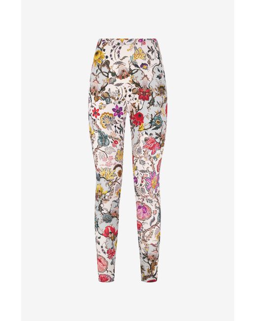 Roberto Cavalli White Florentine Flowers Print Leggings