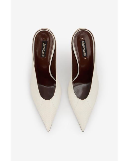 Roberto Cavalli White Serpentine Sabots