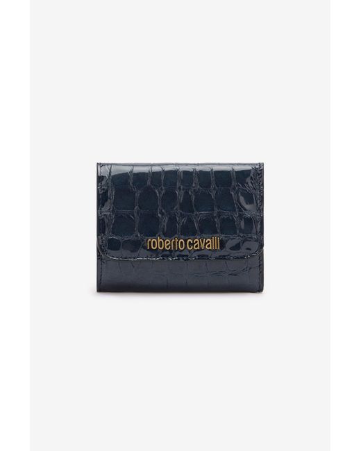 Roberto Cavalli Blue Cardholder With Crocodile Print