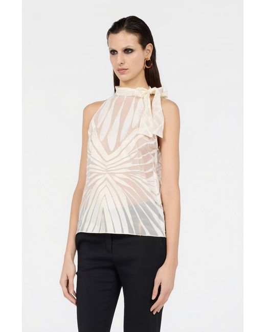 Roberto Cavalli White Top With Ray Devoré Print