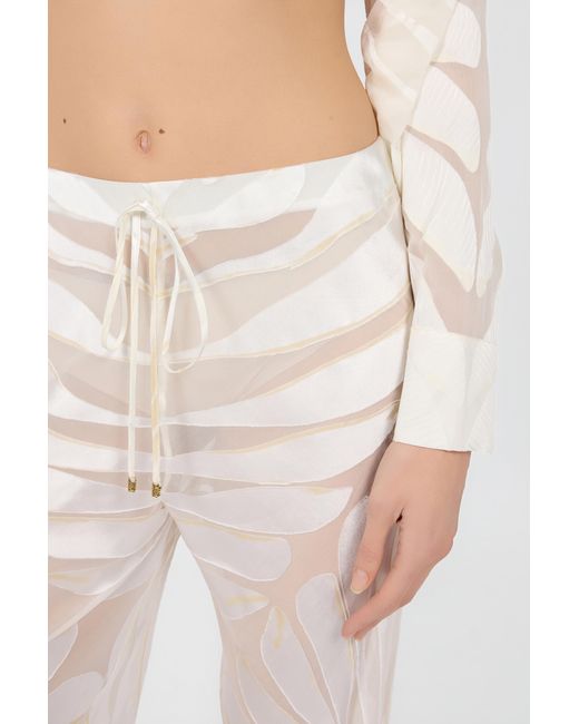 Roberto Cavalli White Trousers With Ray Devoré Print