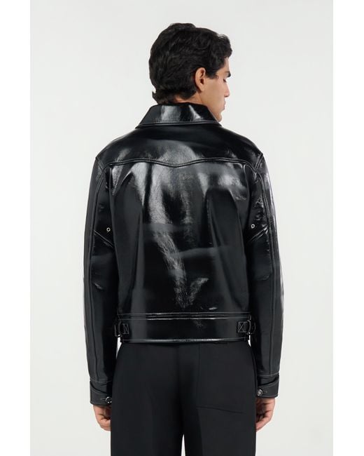Roberto Cavalli Black Leather Jacket for men