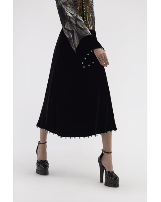 Roberto Cavalli Black Beaded-Trim High-Waisted Skirt