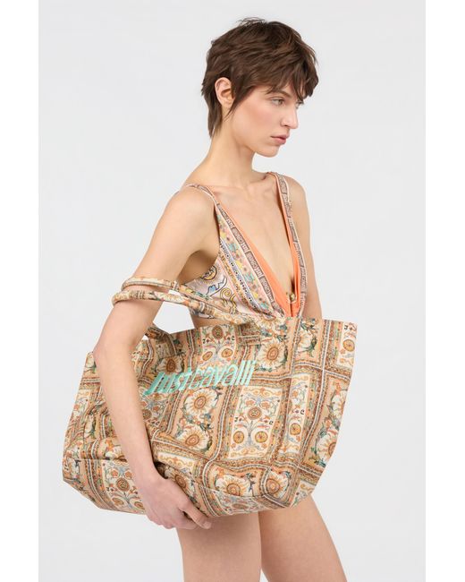Roberto Cavalli Multicolor Shopping Bag With Persian Tarot Print