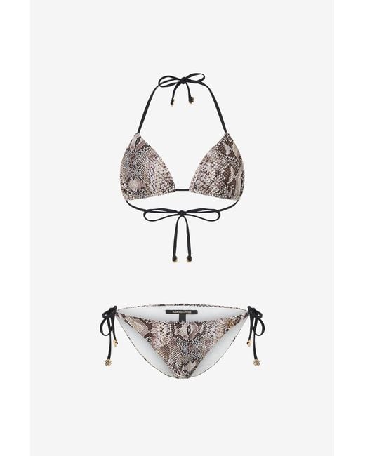 Roberto Cavalli White Python Print Bikini