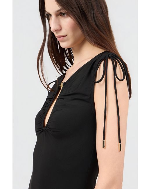 Roberto Cavalli Black Maxi Dress With Mirror Snake Detail