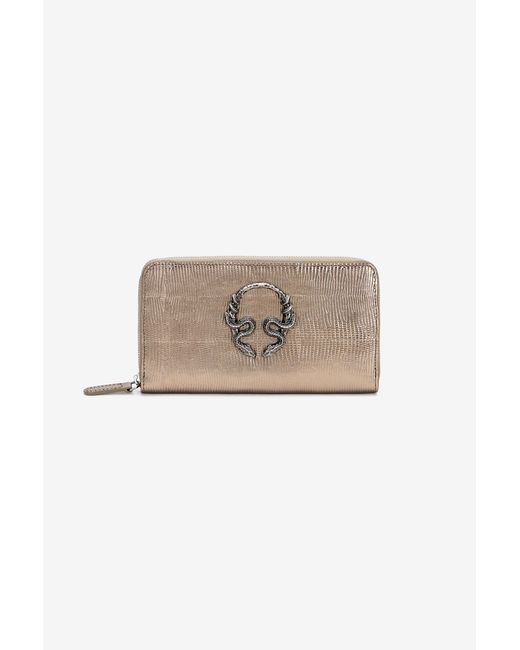 Roberto Cavalli Natural Serpentine Leather Wallet With Zip