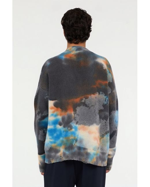 Roberto Cavalli Multicolor Sweater With Rusty Stain Print for men