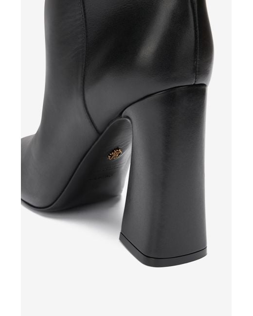 Roberto Cavalli Black Ankle Boots With Monogram Mirror Snake