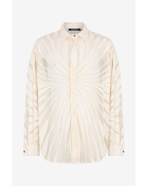 Roberto Cavalli Natural Shirt With Ray Devoré Print for men