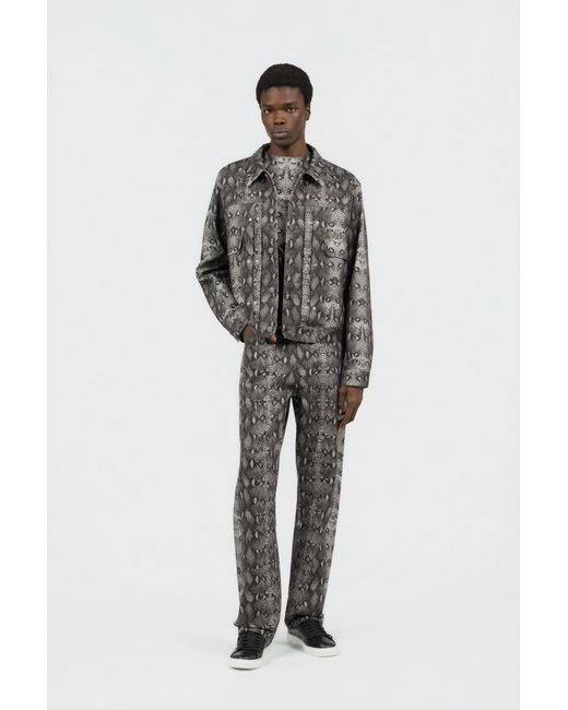 Roberto Cavalli Black Python Print Denim Jacket for men