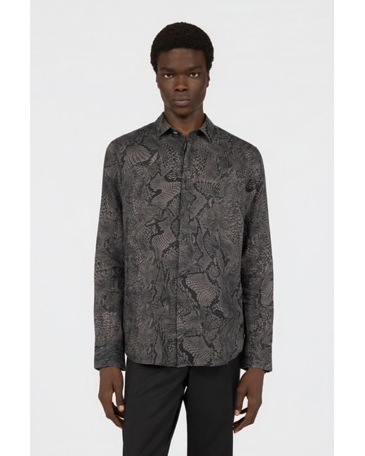 Roberto Cavalli Black Python Print Shirt for men