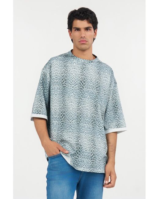 Roberto Cavalli Blue Oversized T-Shirt With Baby Jaguar Print for men
