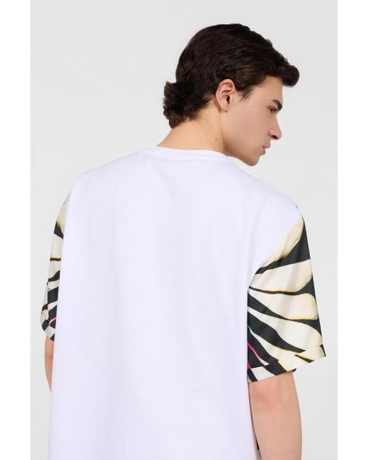 Roberto Cavalli Red Ray Of Paradise Print Silk T-Shirt for men