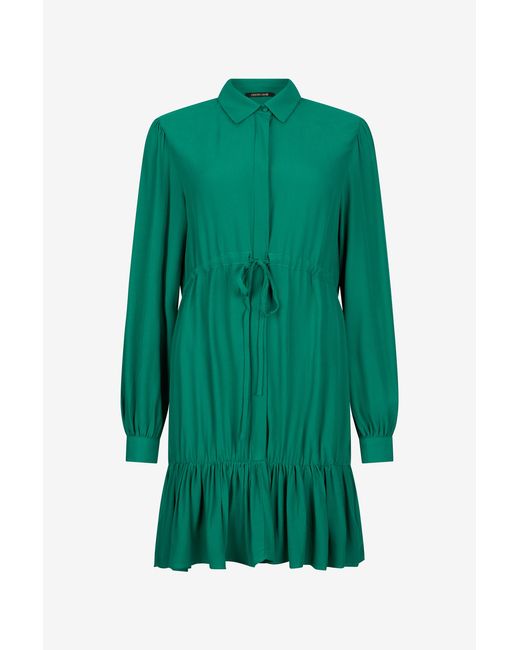 Roberto Cavalli Green Dress Mini With Drawstring Waist