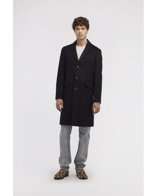 Roberto Cavalli Black Single-Breasted Coat for men