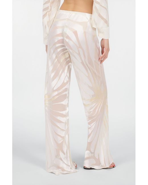 Roberto Cavalli White Trousers With Ray Devoré Print