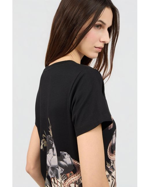 Roberto Cavalli Black Jewellery Foulard Print T-Shirt