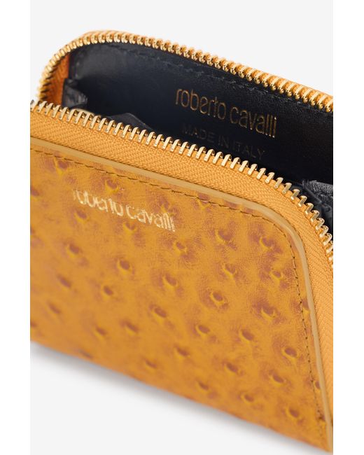 Roberto Cavalli Multicolor Small Ostrich-Effect Wallet
