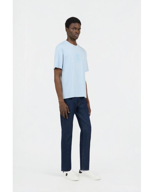 Roberto Cavalli Blue Light T-Shirt With Embroidered Logo for men