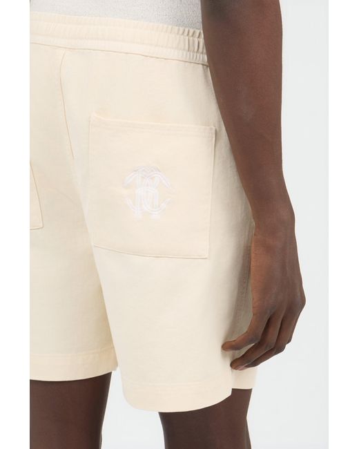 Roberto Cavalli Natural Cream Cotton Shorts With Belt for men