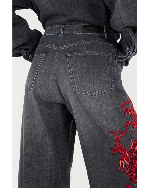 Roberto Cavalli Multicolor Jeans With Embroidery And Sequins