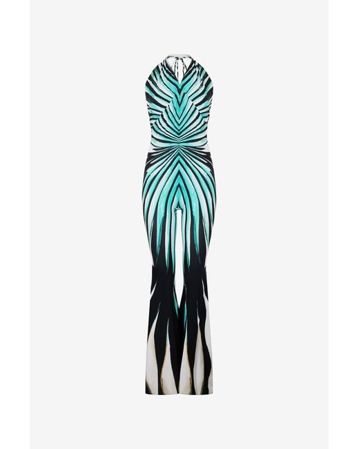 Roberto Cavalli Blue Ray Of Sea Print Jumpsuit