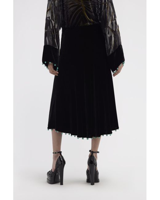 Roberto Cavalli Black Beaded-Trim High-Waisted Skirt