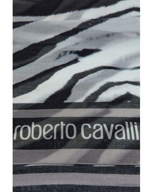 Roberto Cavalli Black Stole With Zebra Print