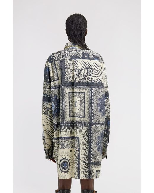 Roberto Cavalli Gray Bandana Print Dress Shirt