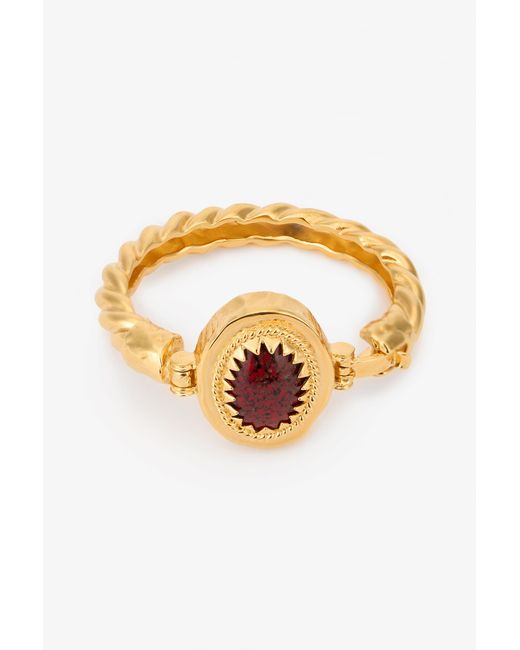 Roberto Cavalli Multicolor Golden Bangle With Ruby Stone