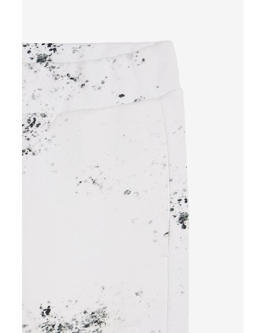 Roberto Cavalli White Splatter Print Trousers With Monogram Rc for men