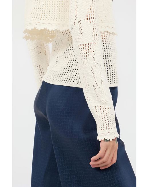 Roberto Cavalli Natural Openwork Cropped Cardigan With Roses
