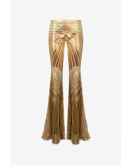 Roberto Cavalli Natural Flared Trousers With Iside Print