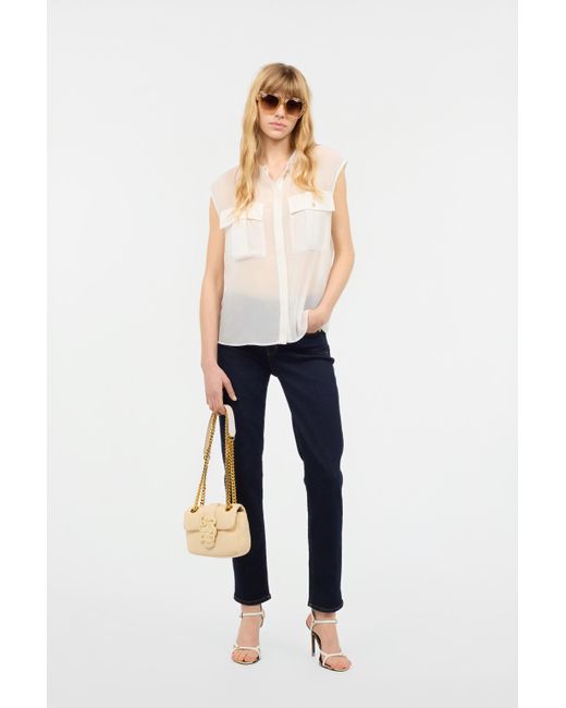 Roberto Cavalli White See-Through Sleeveless Top