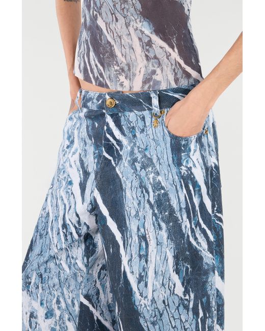 Roberto Cavalli Blue Rubane Print Jeans