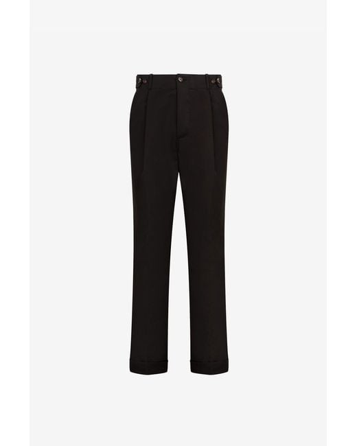 Roberto Cavalli Black Pleat-Detail Straight-Leg Trousers for men