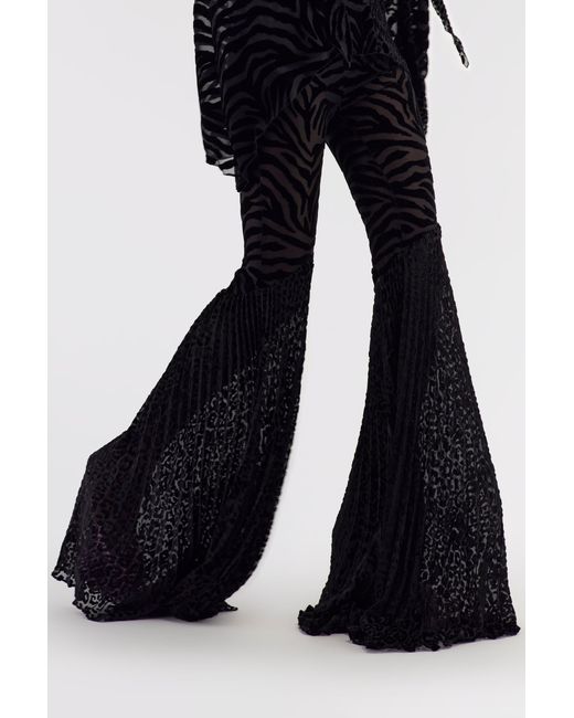 Roberto Cavalli Black Ray Of Print Velvet Pants