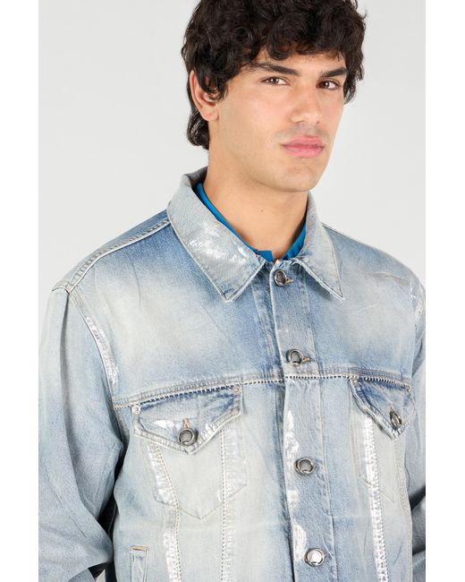 Veste En Jean Laminée Clair Roberto Cavalli pour homme en coloris Blue