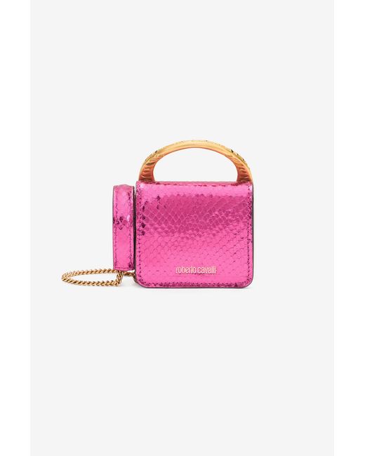 Roar Porta Airpods Effetto Serpente di Roberto Cavalli in Pink