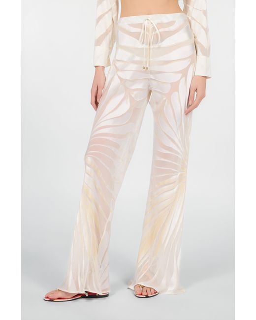 Roberto Cavalli White Trousers With Ray Devoré Print