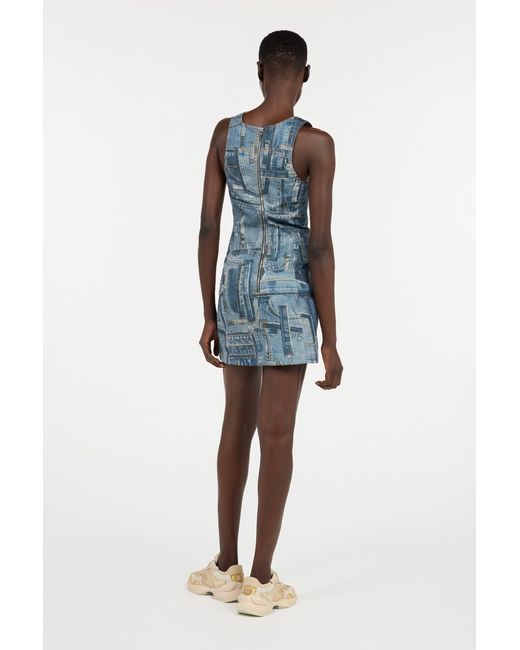 Roberto Cavalli Blue Patchwork Capsule Collection Short Dress