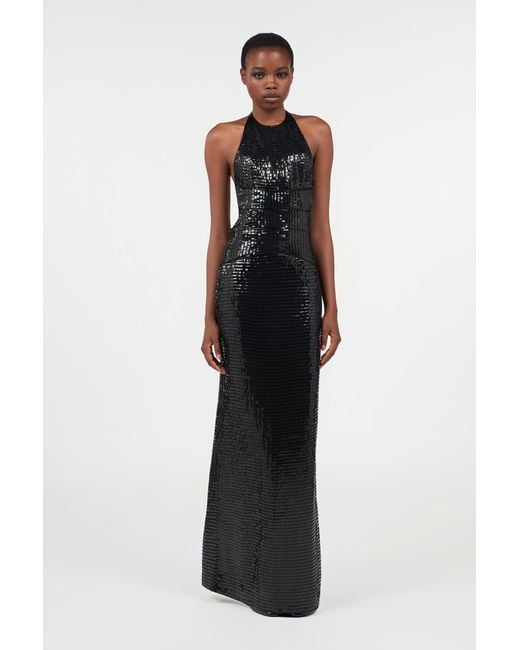 Roberto Cavalli Black Long Sequin Dress